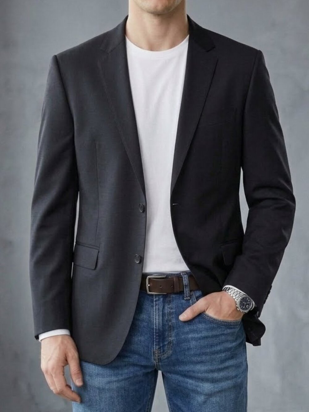Joseph Abboud Reda Black Wool Blazer Jacket Sports Coat Men's 46L